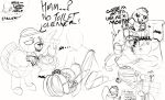 ambiguous_gender anthro armor backpack beaver bessie_(house_flipper) bodily_fluids clothed clothing duo eating_feces electronics english_text excessive_feces feces feces_from_mouth feces_in_mouth feces_in_toilet force_feeding forced hard_hat head_in_toilet headgear helmet human hyper hyper_feces mammal mao06 monochrome phone rodent scatplay signature sketch text texting toilet vomit vomiting vomiting_feces why