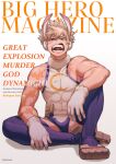  1boy absurdres animal_ears bakugou_katsuki blonde_hair boku_no_hero_academia cosplay cover covered_abs covered_pectorals dekudash fake_cover fake_magazine_cover fangs full_body gloves highleg highres leotard looking_at_viewer magazine_cover male_focus mirko mirko_(cosplay) open_mouth pectorals piercing rabbit_ears rabbit_pose rabbit_tail red_eyes scar scar_on_arm scar_on_face short_hair simple_background sleeveless sleeveless_turtleneck sleeveless_turtleneck_leotard solo spiked_hair superhero_costume tail taut_leotard teeth thighhighs thighs tongue tongue_piercing turtleneck turtleneck_leotard white_gloves white_leotard 
