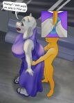 absurd_res big_breasts big_butt blush bodily_fluids bovid breasts butt caprine clothing dress duo english_text faceless_character faceless_male female footwear genital_fluids goat hi_res horn huge_breasts huge_butt humanoid imminent_sex inside_train looking_at_another low-angle_view male male/female mammal mature_female nervous nervous_sweat nipple_outline panties penis_in_panties public public_erection rosite sandals sex shoes size_difference standing standing_sex sweat text toriel undertale_(series) underwear vaginal_fluids voluptuous_female