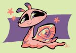 555bunnies ambiguous_gender antennae_(anatomy) bald eyelashes feral flower gastropod hasbro littlest_pet_shop lps_823 mollusk pink_body pink_shell plant purple_eyes shell smile snail solo toony