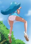  ass blue_hair from_behind from_below happinesscharge_precure! haruyama_kazunori legs long_hair panties pink_panties precure sandals shirayuki_hime solo underwear 