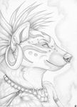  2014 ear_piercing facial_piercing female hyena korrok mammal necklace nose_piercing piercing sketch solo tribal 