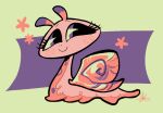 555bunnies ambiguous_gender antennae_(anatomy) bald eyelashes feral flower gastropod hasbro littlest_pet_shop lps_823 mollusk pink_body pink_shell plant purple_eyes shell smile snail solo toony
