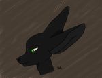  black_fur black_nose bust canine fennec fox fur green_eyes male mammal sarethel simple_background smile solo 