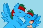  2014 bryce_speed_(character) equine eyes_closed female hair horse kissing male mammal my_little_pony pegasus plain_background selfcest square_crossover tongue two_tone_hair unknown_artist wings 
