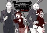 2025 age_difference anal anal_penetration anthro arm_grab arm_hug black_tie_(suit) bodily_fluids bovid canon_x_oc capcom caprine caprine_demon choker clothing compression_artifacts cute_fangs demon devil_may_cry dialogue don_(dondon) dondon duo ellipsis english_text eyewear fangs femboy finger_in_mouth from_behind_position genitals gesture goat_demon goat_demon_humanoid heart_symbol horn horned_humanoid hug humanoid humanoid_genitalia humanoid_penis intentional_compression jewelry lagomorph leporid male male/male male_penetrated male_penetrating male_penetrating_male mammal mature_anthro mature_male monocle necklace penetration penis rabbit sex standing standing_sex suit surgical_suture sweat tail tail_gesture tail_heart teeth text white_rabbit_(dmc)