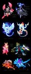  altaria articuno banette bisharp blaziken chandelure character_name cherrim doublade dragonair empoleon fusion gardevoir gen_1_pokemon gen_2_pokemon gen_3_pokemon gen_4_pokemon gen_5_pokemon gen_6_pokemon goldeen highres josephine_(cat-meff) leavanny milotic no_humans pokemon pokemon_(creature) suicune talonflame 