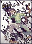  blonde_hair boots chain diego_brando green_shirt hat jojo_no_kimyou_na_bouken male_focus scary_monsters_(stand) shirt solo stand_(jojo) steel_ball_run tail wenny02 