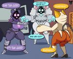 2025 3_claws absurd_res anthro arc_system_works bear big_breasts biped blazblue blue_speech_bubble box breasts butt car claws clothed clothing container dialogue ellipsis english_text epic_games exclamation_point felid female fortnite fur gesture group hand_gesture hi_res kaka_(blazblue) luanctoons mammal open_mouth pawpads pointing pointing_at_another purple_body purple_fur purple_speech_bubble question_mark raven_team_leader speech_bubble spider-man_pointing_at_spider-man standing tail talking_to_another taokaka text thick_thighs trio vehicle white_text wide_hips yellow_speech_bubble