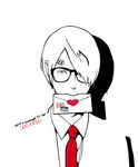  1boy envelope exb glasses hair_over_one_eye heart male male_focus monochrome mouth_hold one_piece sanji simple_background solo 