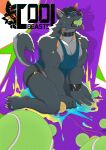 2025 abstract_background anthro areola ball ball_in_mouth barazoku barefoot baseball_cap biceps bodily_fluids bracelet canid canine canis claws clothed clothing collar digit_ring domestic_dog ear_piercing english_text feet fur hat headgear headwear hi_res jewelry jockstrap kneeling liquid looking_at_viewer male mammal muscular muscular_anthro muscular_male nipples pecs piercing ring samaraka shadow shirt simple_background solo sweat sweatdrop tank_top teeth tennis_ball text thick_arms thick_thighs toe_ring toes tongue tongue_out topwear tuft underwear