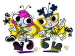 2019 antennae_(anatomy) anthro arthropod blue_clothing blue_hair blue_shirt blue_topwear boots bottomwear clothed clothing disney duo eyewear female female/female fly_(animal) footwear glasses gloves green_bottomwear green_clothing green_skirt hair handwear insect maggie_pesky panties pattern_clothing pattern_shirt pattern_topwear pink_hair rayna_cartflight shirt shoes skelakadogan skirt smile striped_clothing striped_shirt striped_topwear stripes the_buzz_on_maggie topwear underwear upskirt white_clothing white_gloves white_handwear white_panties white_underwear wings yellow_bottomwear yellow_clothing yellow_skirt