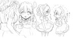  apron bad_id bad_pixiv_id genderswap genderswap_(mtf) greyscale inazuma_eleven inazuma_eleven_(series) kazemaru_ichirouta long_hair miyasaka_ryou monochrome multiple_girls ponytail sketch thighhighs tomo_(sjim) translation_request white_background 