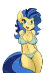  2014 absurd_res ambris anthro anthrofied blue_eyes blue_hair bra breasts earth_pony equine female freckles friendship_is_magic hair hi_res horse mammal milky_way_(character my_little_pony navel original_character panties plain_background pony solo standing underwear white_background 
