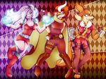  alien anthro aviator_hat awesomenauts canine checker_pattern claws coco_nebulon daniechidna female fox human looking_at_viewer mammal penny_fox pose raelynn suit watermark 