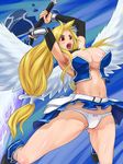  angel_wings areola_slip areolae astraea blonde_hair bow bow_panties breasts broken broken_chain chain cleavage highres large_breasts long_hair navel nora_(nora7) open_mouth panties red_eyes solo sora_no_otoshimono sword underwear very_long_hair weapon white_panties wings 