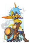 2023 big_breasts big_ears blue_eyes blue_hair blue_tail_tuft bomb boots breasts brown_boots brown_clothing brown_footwear cannon clothed clothed_female clothed_humanoid clothing coin dated digital_drawing_(artwork) digital_media_(artwork) ear_piercing explosives female female_humanoid fingers footwear foresttherotten full-length_portrait glistening glistening_eyelids goblin green_body green_tail hair hamilton_rex_(foretbwat) hi_res holding_coin holding_object humanoid humanoid_pointy_ears legwear looking_aside narrowed_eyes object_in_mouth piercing pointy_ears portrait ranged_weapon shoes simple_background solo tail tail_tuft tailed_humanoid teeth thigh_boots thigh_highs tuft weapon