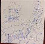 2025 5_fingers anthro armwear bangs big_breasts blush bob_cut bottomwear breasts cat_witch_(smekbo) cleavage cleavage_cutout clothed clothing covering covering_crotch covering_self crown cute_fangs cutout domestic_cat duo elbow_gloves exposed_breasts eye_of_horus fangs felid feline felis female fingerless_gloves fingers floating_crown gloves hair halter_top handwear hat headgear headwear hi_res kamra_(sem-l-grim) long_nails magic_user mammal midriff monochrome navel no_underwear open_mouth restrained restrained_by_tentacles robe short_hair simple_background skirt smekbo tail tan_background teeth tentacles thinking traditional_media_(artwork) witch witch_hat