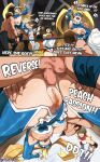  1boy 2girls anal blonde_hair blue_eyes blue_leotard blurry blurry_background boots breasts breasts_out censored english_commentary english_text exhibitionism highres large_breasts leotard long_hair looking_at_viewer mask mosaic_censoring multicolored_leotard multiple_girls multiple_views nipples open_mouth orphen_(pink_seito) penis public_indecency rainbow_mika spread_legs street_fighter thighs twintails two-tone_leotard white_boots wrestler wrestling_mask wrestling_outfit wrestling_ring yamato_nadeshiko_(street_fighter) 