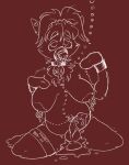accessory anthro bdsm big_breasts bodily_fluids bound breasts chibemo chibemo_foxdale collar count dildo female hair_accessory hi_res hyena knot knotted_dildo leash leashed_collar looking_up lube lube_on_dildo mammal mitten_hands mouth_closed navel navel_piercing nipple_piercing nipples piercing sex_toy sketch solo striped_hyena