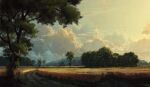  absurdres cloud cloudy_sky commentary cumulonimbus_cloud day english_commentary field highres no_humans original outdoors path philipp_urlich scenery sky tree wheat_field 