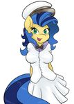  2014 absurd_res ambris anthro anthrofied blue_eyes blue_hair bow_tie clothing costume earth_pony equine female freckles friendship_is_magic hair hi_res horse mammal milky_way_(character) my_little_pony original_character plain_background pony skirt solo standing white_background 