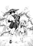  1boy 1girl anklet arm_up armor bloomers blunt_ends bodysuit bow bracelet bridal_gauntlets cape clenched_hand clenched_teeth cross-shaped_pupils detached_sleeves dress explosion eyelashes feathers fungi_(genshin_impact) gem genshin_impact greyscale hair_ornament hakama hakama_shorts half_crown_braid hand_grab hat highres japanese_armor japanese_clothes jewelry jingasa juban kimono kote layered_sleeves leaf leaf_hair_ornament leg_warmers leggings long_hair mandarin_collar midair monochrome nahida_(genshin_impact) no6_gnsn open_clothes open_hand open_kimono open_mouth pleated_shorts pointy_ears pom_pom_(clothes) rope running sandals sash scaramouche_(genshin_impact) short_sleeves shorts side_ponytail sidelocks sweatdrop symbol-shaped_pupils tareme tassel teeth toeless_socks toenails toes upper_teeth_only v-shaped_eyebrows vision_(genshin_impact) wanderer_(genshin_impact) wispy_bangs zouri 