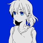  bad_id bad_pixiv_id blue_background blue_eyes inazuma_eleven inazuma_eleven_(series) long_hair lowres male_focus miyasaka_ryou monochrome simple_background solo spot_color tomo_(sjim) upper_body 