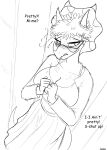 2025 3_horns 5_fingers accessory anthro artist_name big_breasts blush blush_lines breasts cavemanon_studios ceratopsian cleavage clothed clothing dialogue dinosaur dress english_text eyelashes eyewear facial_horn female fingers freckled_chest freckled_face freckles frill_(anatomy) glasses goodbye_volcano_high hair hair_accessory hairpin hi_res horn long_tail looking_at_viewer mango_(gvh) monochrome multi_horn nose_horn ornithischian prehistoric_species reptile scalie short_hair snoot_game solo tail talking_to_viewer text triceratops trish_(gvh) watermark yeik_art