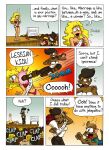andrew_dobson anthro clapping comic comic_panel contest crowd crowd_scene crowded dialogue domestic_cat duo elf english_text felid feline felis female grey_sky group human kicking_face male mammal podium question_mark sky sound_effects text violence