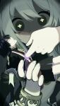  1boy 1girl absurdres arm_at_side armor black_bodysuit black_hair black_leggings black_sandals black_shorts black_sleeves blood blood_from_mouth blunt_ends bodysuit bracelet cross-shaped_pupils deep_wound eyelashes fingernails frilled_sleeves frills furisode genshin_impact gold gold_trim green_eyes green_pupils hakama hakama_shorts highres holding holding_mini_person injury japanese_armor japanese_clothes jewelry juban kimono kote kurokote layered_sleeves leggings looking_at_another looking_up mini_person miniboy nahida_(genshin_impact) neck_ring no6_gnsn open_mouth pleated_shorts purple_blood purple_eyes purple_sleeves red_kimono red_sash sandals sash scaramouche_(genshin_impact) short_sleeves shorts single_sode stab stirrup_legwear symbol-shaped_pupils tareme toeless_legwear white_hair white_kimono wide-eyed zouri 
