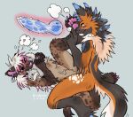 2025 animal_genitalia animal_penis anthro anthro_on_anthro anthro_penetrated anthro_penetrating anthro_penetrating_anthro arm_tuft birdpaw_(artist) black_nose blue_ears blue_eyes blue_highlights blue_pawpads blue_penis bodily_fluids brown_body brown_ears brown_fur canid canine canine_genitalia canine_penis cheek_tuft claws countershading cum cum_in_ass cum_inside digital_drawing_(artwork) digital_media_(artwork) dripping duo ear_piercing ear_ring ear_tuft elbow_tuft facial_tuft feet femboy foot_fetish foot_sniffing fur genital_fluids genitals gloves_(marking) grey_body grey_ears grey_fur grey_tail hair hi_res highlights_(coloring) hindpaw hug hugging_object hugging_plushie hyena knot leg_markings long_hair lying male male/male male_penetrated male_penetrating male_penetrating_male mammal mane maned_wolf markings multicolored_body multicolored_fur multicolored_hair nude_anthro nude_male on_back orange_body orange_fur orange_tail pawpads paws penetration penis penis_tip piercing pink_claws pink_hair pink_highlights pink_inner_ear pink_nose pink_penis plushie precum precum_drip ring_piercing sex simple_background sniffing socks_(marking) star_(marking) tail tan_body tan_countershading tan_fur tan_hair tan_tail tuft two_tone_hair white_markings yellow_sclera