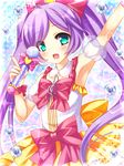  1girl long_hair looking_at_viewer manaka_lala microphone musical_note pripara puri_para twintails 