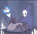 ambiguous_gender anthro arachnid arthropod big_breasts black_body blush bodily_fluids breasts clothed clothing daughter_(lore) digital_media_(artwork) digital_painting_(artwork) duo english_text excessive_genital_fluids female female/female genital_fluids giggling herrah_(hollow_knight) hollow_knight hornet_(hollow_knight) humanoid incest_(lore) insect mother_(lore) mother_and_child_(lore) mother_and_daughter_(lore) nipples nude painting_(artwork) parent_(lore) parent_and_child_(lore) parent_and_daughter_(lore) partially_clothed safe_vore simple_background team_cherry text unbirthing unknown_artist vaginal vaginal_fluids vore x-ray_view