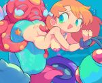  1girl bikini bound bound_arms commentary commission commissioner_upload dewgong heart heart-shaped_pupils highres jewelry long_hair looking_back mermaid mermaid_costume mermaid_misty_(pokemon) misty_(pokemon) monster_girl monsterification necklace octillery open_mouth pokemon pokemon_(anime) pokemon_(classic_anime) red_hair shell shell_bikini shellder star_(symbol) starmilk sweat swimsuit symbol-shaped_pupils tentacles tentacool tongue tongue_out underwater 