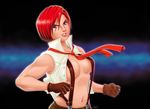  absurdres blue_eyes breasts clenched_hand gloves highres lips loose_socks maltoniko mature medium_breasts navel necktie no_bra nose open_clothes popped_collar red_hair short_hair sideboob sleeveless socks solo suspenders the_king_of_fighters vanessa_(king_of_fighters) vest 