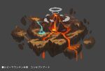  concept_art digimon digimon_liberator grey_background lava no_humans official_art simple_background translated volcano water waterfall 