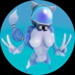 anthro armor armwear body_writing breasts clothing faceless_character faceless_female female gesture hand_gesture handwear headgear helmet krystal_(star_fox) latex latex_clothing latex_handwear latex_legwear legwear nintendo sanomaly solo star_fox thigh_highs v_sign warfare_krystal