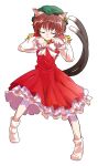  1girl alphes_(style) animal_ear_piercing animal_ears bobby_socks bow bowtie brown_hair cat_ears cat_girl cat_tail chen closed_eyes closed_mouth commentary_request crying dairi earrings frills full_body gold_trim green_hat hair_between_eyes hands_up hat jewelry large_variant_set long_sleeves mob_cap multiple_tails nail_polish nekomata no_shoes parody petticoat pigeon-toed puffy_long_sleeves puffy_sleeves red_nails red_skirt red_vest short_hair single_earring skirt skirt_set socks solo style_parody tachi-e tail tail_raised tears touhou transparent_background two_tails variant_set vest white_bow white_bowtie white_petticoat 