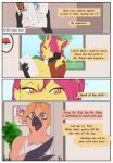 anthro avian brown_hair clothing comic contract delphox dialogue duo eevee english_text feather_hands feathers female generation_1_pokemon generation_6_pokemon gesture grass hair handshake hi_res humanoid male mammal narusewolf nintendo nude office orange_eyes pink_hair plant pokemon pokemon_(species) purple_eyes red_eyes shiny_pokemon shirt sky talonflame tank_top tara_(marx) text topwear ziel_(marx)