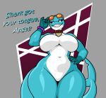 animal_humanoid anthro big_breasts blue_body bracelet breasts collar digital_media_(artwork) eyewear featureless_breasts featureless_crotch female fish fish_humanoid glistening glistening_body hi_res humanoid jewelry looking_at_viewer looking_down maggie_mako_(poppy_playtime) marine marine_humanoid mob_entertainment multicolored_body nightmare_critters nude poppy_playtime shark shark_humanoid shark_tail shark_tooth_necklace sharp_teeth smiling_critters solo sonic_gaming456 sunglasses tail teal_body teeth text thick_thighs two_tone_body