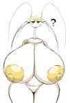 2022 antennae_(anatomy) anthro areola arthropod big_areola big_breasts big_nipples biped blue_eyes breasts curvy_figure digital_drawing_(artwork) digital_media_(artwork) eyelashes featureless_crotch female front_view generation_7_pokemon hair hi_res hourglass_figure huge_areola huge_breasts huge_hips momijizx nintendo nipples nude pheromosa pokemon pokemon_(species) portrait question_mark simple_background solo standing thick_thighs three-quarter_portrait ultra_beast voluptuous white_background white_body white_hair wide_hips yellow_areola yellow_nipples