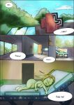 absurd_res bed biohazard_symbol comic duo english_text female furniture goblin greenbuncafe hazard_symbol hi_res hospital hospital_bed humanoid male male/female nude post-apocalyptic sleeping symbol text