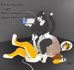 absurd_res anthro canid canine canis diaper diaper_tent diapered_facesitting domestic_cat domestic_dog duo facesitting felid feline felis herding_dog hi_res hitachi_magic_wand male male/male mammal moopleplush pastoral_dog sex_toy sitting_on_another soiled_diaper tuxedo_cat unclean_diaper used_diaper vibrator wand_vibrator welsh_corgi