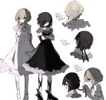 a_umanee alternate_costume alternate_hairstyle black_hair eyepatch highres kure_kirika looking_at_another looking_at_viewer magical_girl mahou_shoujo_madoka_magica mahou_shoujo_oriko_magica medium_hair mikuni_oriko multiple_views sleeveless tying_hair 