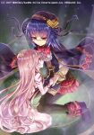  2girls black_cloak body_markings boots cloak colored_skin emil_chronicle_online footwear_ribbon glasses headpat logo long_hair monster_girl multiple_girls neck_ribbon nekozuki_yuki official_art pantyhose paracelsus_lore pink_hair pink_skin purple_hair red_eyes red_ribbon red_skirt ribbon skirt slime_girl 