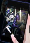  1girl 1other black_hat bow bowtie camera_phone carousel eyeball frilled_shirt_collar frilled_sleeves frills green_bow green_bowtie green_skirt hat hat_ribbon heart heart_of_string highres holding holding_phone horror_(theme) komeiji_koishi mashi_(pixiv_zcjd2538) phone pov pov_hands red_pupils ribbon shirt skirt smile taking_picture third_eye touhou white_hair wide_sleeves yellow_ribbon yellow_shirt 
