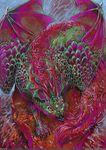  ambiguous_gender bubblewolf colorful dragon feathers feral horn traditional_media wings 