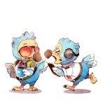  &gt;_&lt; 2boys animal_crossing animalk beak bird_boy bird_tail brothers chinese_commentary commentary_request furry furry_male headset highres holding holding_newspaper male_focus multiple_boys newspaper open_mouth orville_(animal_crossing) running shirt siblings simple_background sunglasses tail white_background white_shirt wilbur_(animal_crossing) 