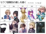  6+girls absurdres ahoge aoi_erika aqua_eyes black_hair blonde_hair bow braid breasts brown_hair charlotta_skopovskaya crown_braid date_akari fox_mask fur_hat green_eyes grey_hair hair_ornament hair_over_one_eye hair_stick hairband hairclip hat heaven_burns_red highres japanese_clothes kanzaki_adelheid kayamori_ruka kiryuu_miya ksrg_nhr076 long_hair mask mask_on_head mole mole_under_eye multicolored_hair multiple_girls nanase_nanami_(heaven_burns_red) narvy_(heaven_burns_red) natsume_inori ooshima_muua ponytail purple_hair red_eyes ribbon shirt short_hair short_sleeves sidelocks sportswear streaked_hair tennis_uniform twin_braids ushanka very_long_hair vest white_shirt wide_sleeves yellow_eyes 